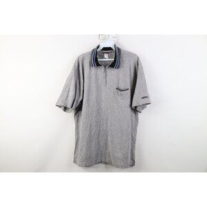 Vintage 90s No Fear Mens Medium Spell Out 1/4 Half Zip Collared Polo Shirt Gray